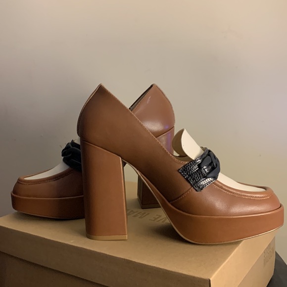 Cognac Blend Heeled Loafers sz 8.5 - Picture 8 of 17